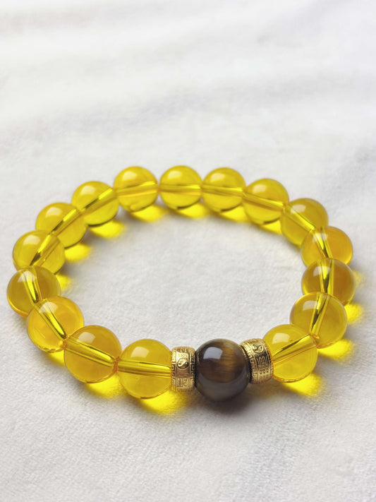 Golden Quartz Wealth & Confidence Crystal Bracelet (Citrine & Tiger’s Eye)